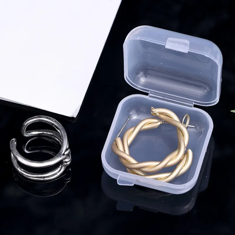 Transparent Jewelry Storage Box Small Items Open Cover Mini Boxes Rings Jewels Earring Portable Square Case Jewelry Packaging