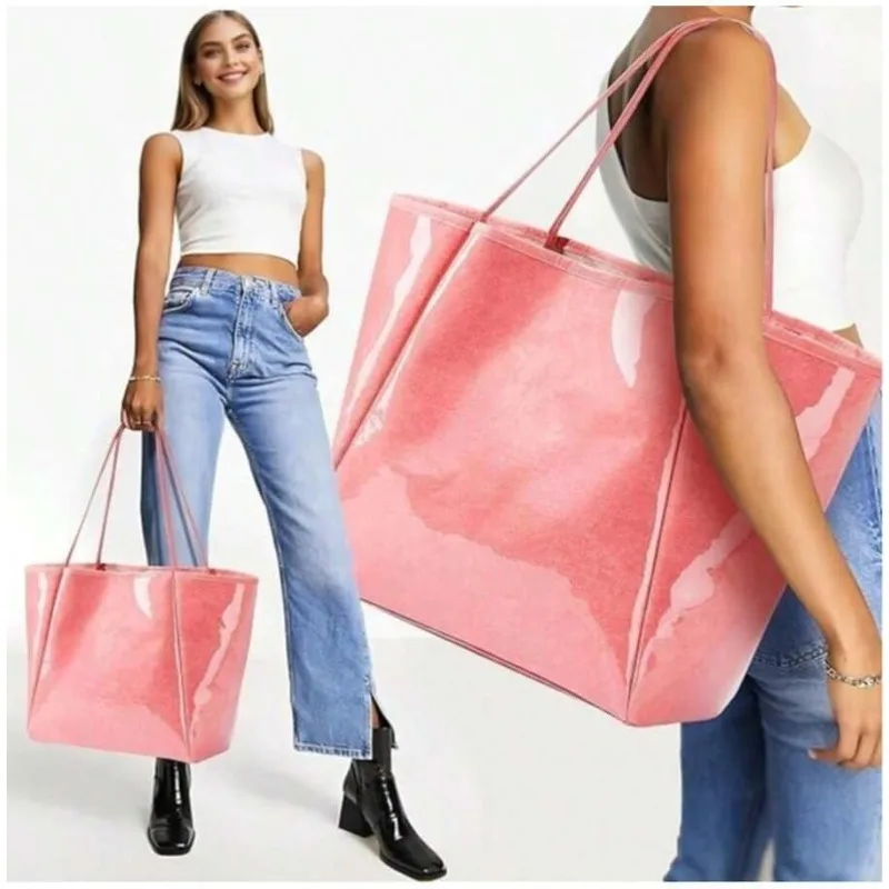 

Большая сумка-тоут из ПВХ для женщин с принтом букв, сумка-клатч, сумка-хобо из крафт-бумаги для пляжа, работы, учебы