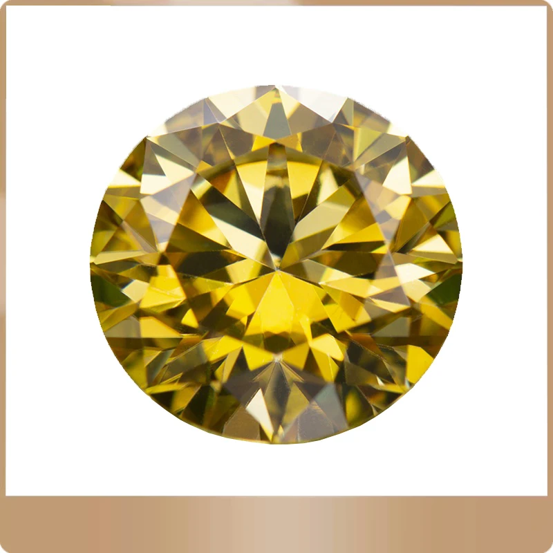 

Moissanite Loose Stone Round Cut Golden Yellow Colour Gemstone Synthetic Lab Created Heat Diamond Comes with GRA Certificate