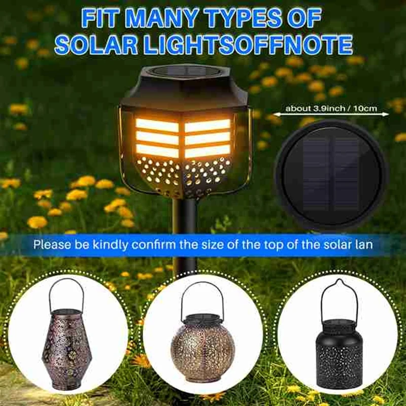 3 Pack Big Solar Light Replacement Top For Outdoor Hanging Lanterns, More Powerful More Energy Efficient