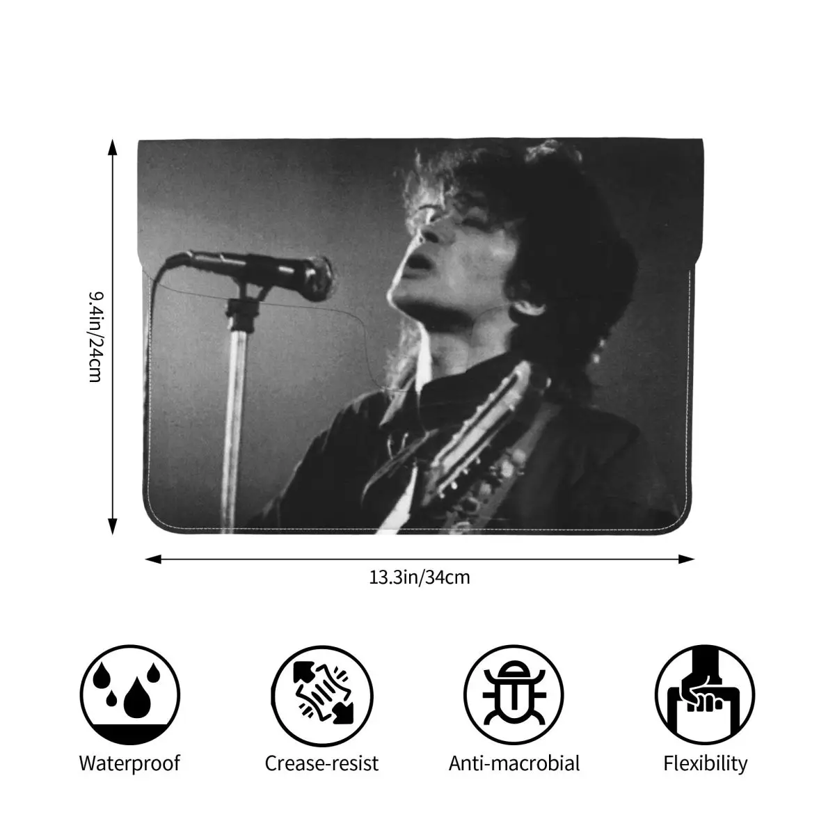 Viktor Tsoi Russia Music Rock Band Kino PU Leather Horizontal Laptop Sleeve Shockproof Soft Lining Notebook Case 13 Inch