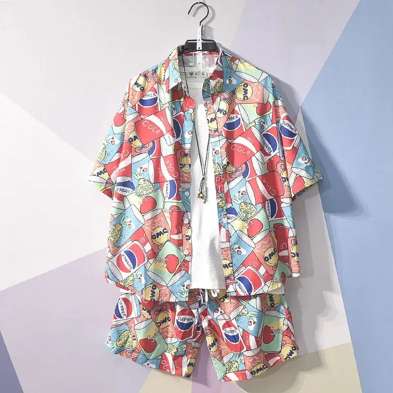 Beach Clothes Men Hawaiian Shirt Set Men Fashion Clothing Streetwear Causal Seaside Outfits Men Breathab Cool Shorts Set