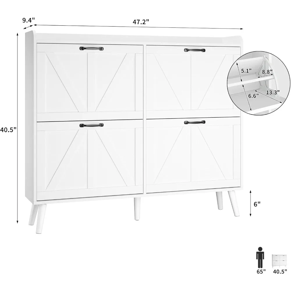 4개의 서랍이 있는 현관용 공간 절약형 신발 수납장