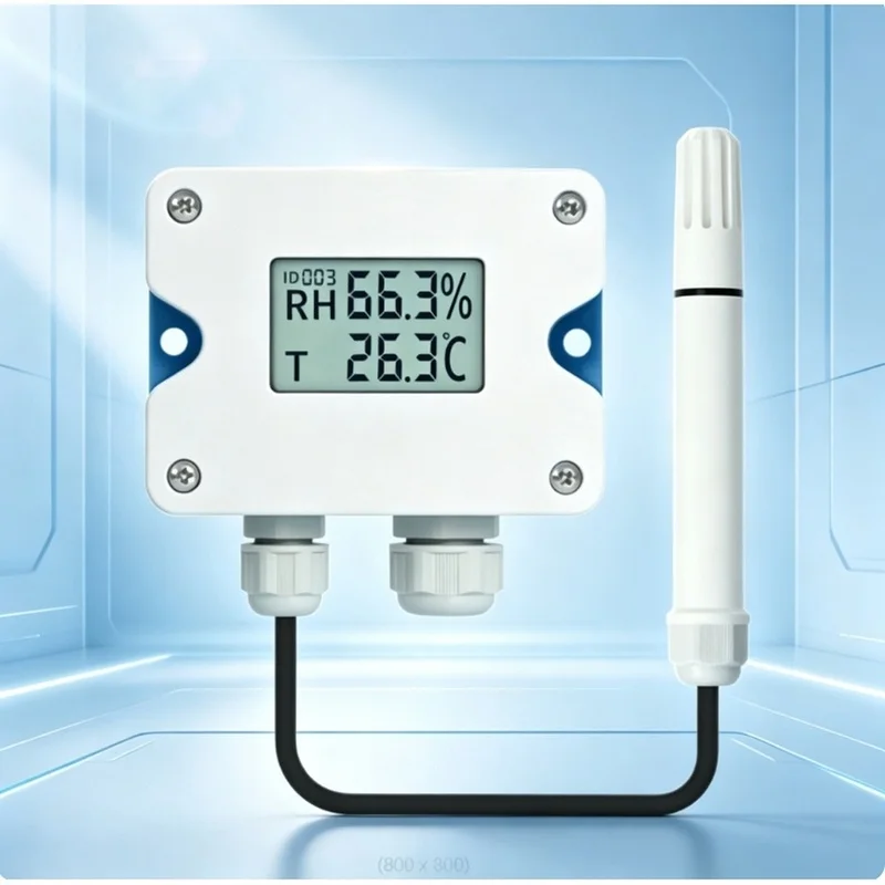 B50B Temperature and Humidity Sensor 4-20mA -20-60℃, Split-Type Transmitter with Display for HVAC Industrial Laboratory