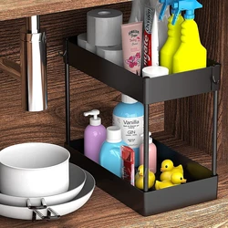 Organizador de cocina para debajo del fregadero, estante de almacenamiento de 2 niveles, soporte para especias especieros para cocina organizador cocina organizadores de cocina