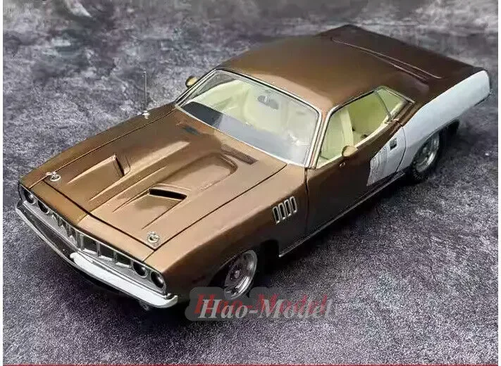 ACME 1/18 For Plymouth Cuda 1971 muscle Car Model Alloy Diecast Simulation Toys Boys Birthday Gifts Hobby Display Ornaments Gold