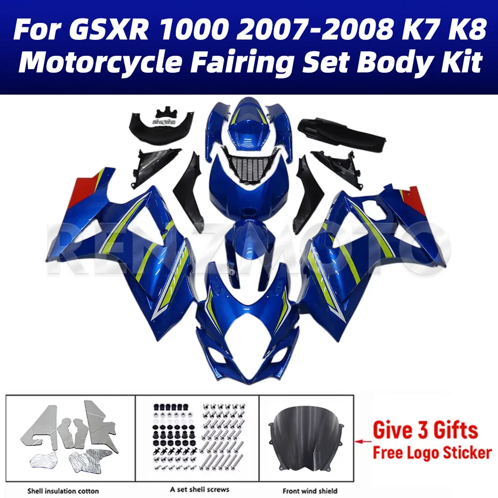 

For Suzuki GSX-R 1000 2007-2008 K7 Motorcycle Fairing Set GSXR 1000 Body Kit Plastic Guard Plate Accessories Shell S1007-130a