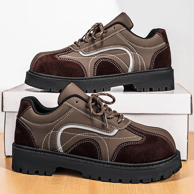 

Мужская повседневная обувь, оксфорды на шнуровке в британском стиле, на толстой подошве, высококачественные туфли дерби, модная удобная уличная обувь для мужчин, размеры 39-46