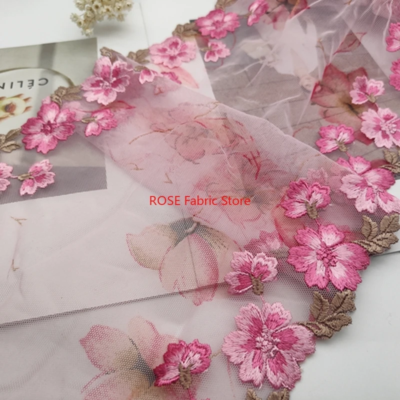 

1 метр, 22 см, 8,66 дюйма, ширина, розовый цветок, вышитая кружевная бейка, сетчатая кружевная отделка, сделай сам, поделки, швейные аксессуары