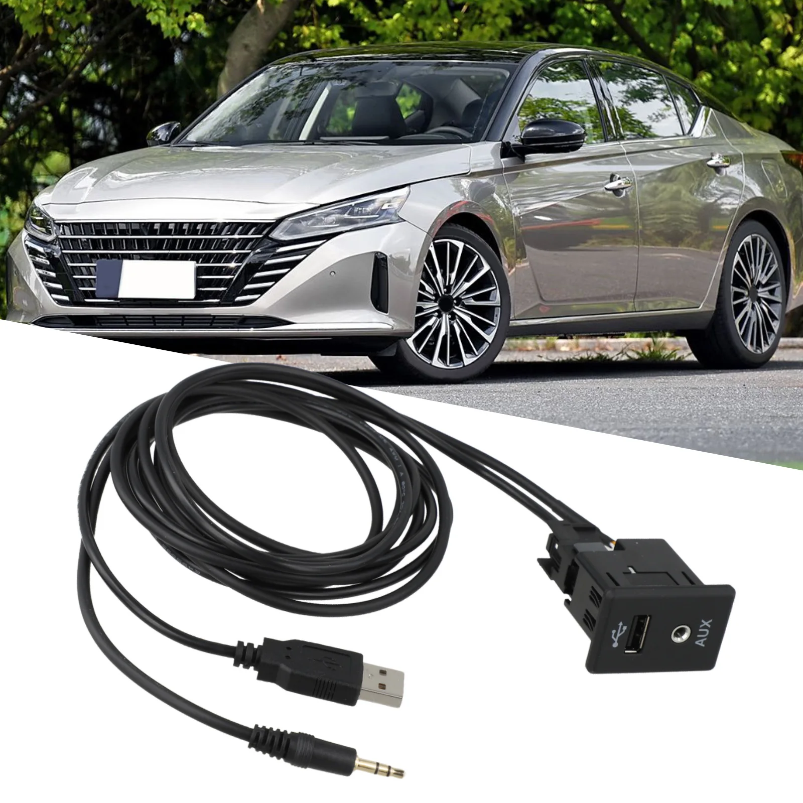 Black Audio Interface Cable USB Interface Wear-Resistant Material 150CM Cable Length ABS Construction Car Accessories