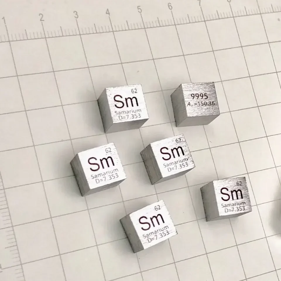 Samarium Metal 10mm Density Cube 99.9% Pure for Element Collection