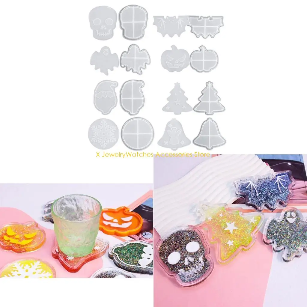 

31KD Рождественская елка, снежинка, зыбучий песок, коврик для чашки, формы для подставки для чашек на Хэллоуин