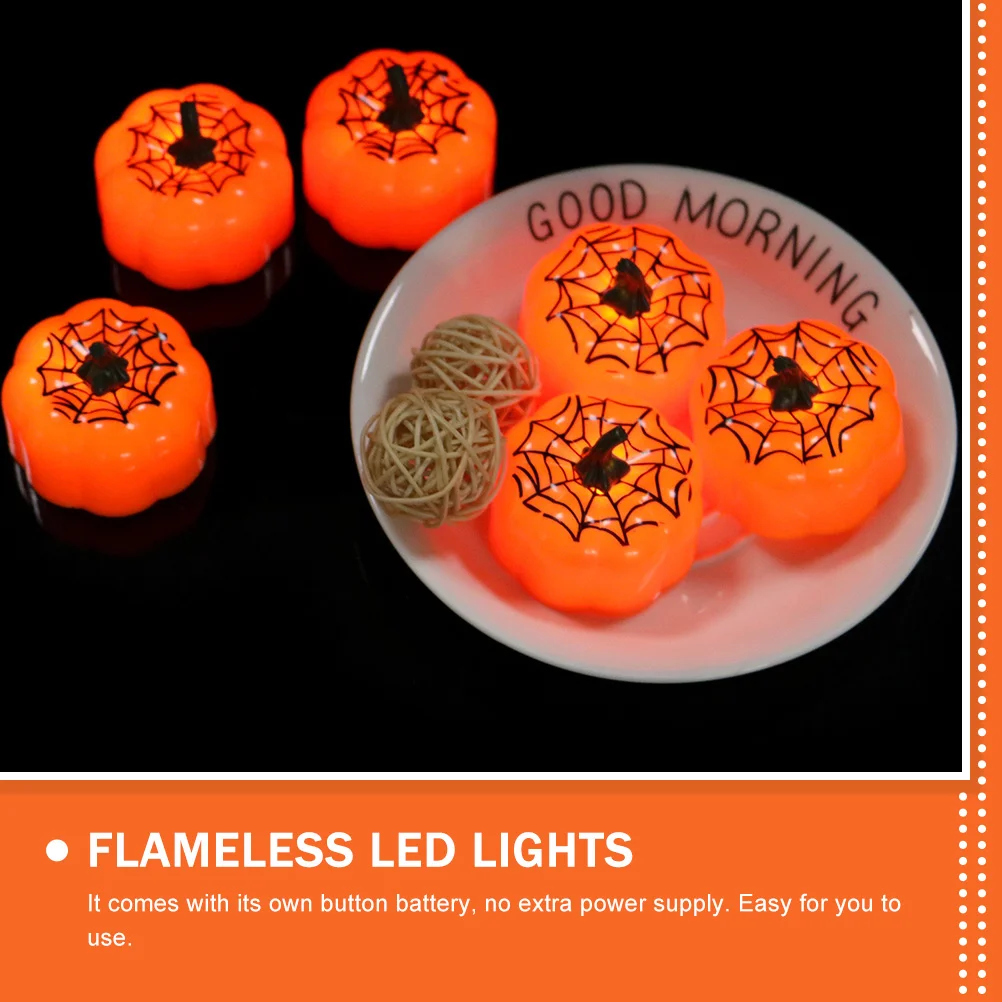 12 Pcs Pumpkin Light LED Lights Halloween Decor Lamps Environmentally Friendly Candles Plastic Flameless