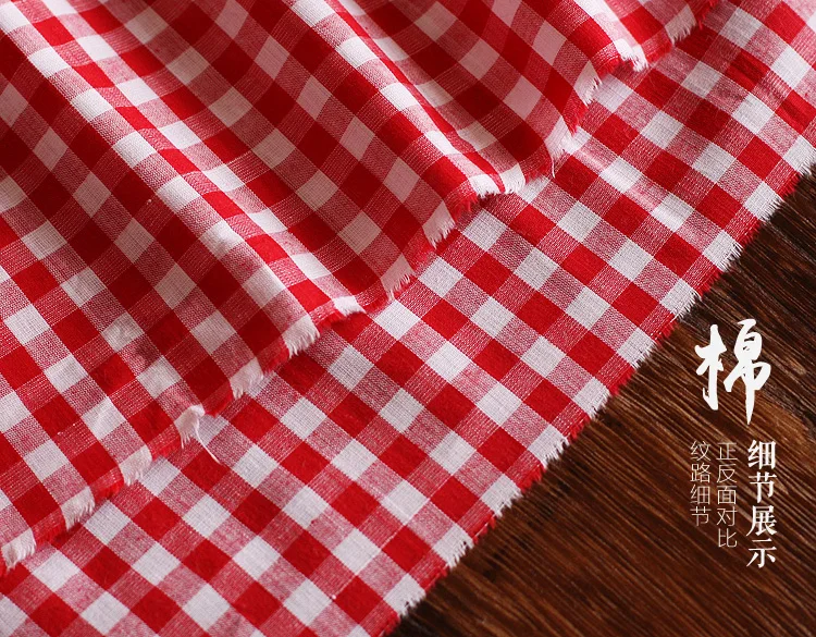 150cm*50cm 100% Cotton Ping Grain Red White Black White Plaid Fabric Shirt Dress Children\'s Clothing DIY Apparel Sewing Fabric