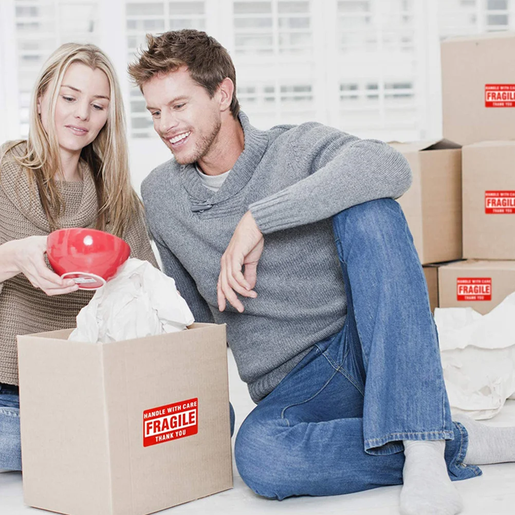 500 pces aviso adesivo frágil design compacto e leve para fácil transportar e armazenar alça de adesivo frágil com etiqueta de cuidado