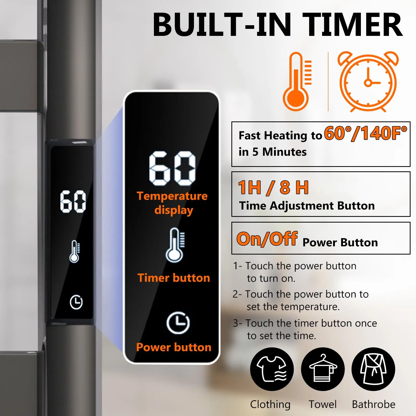 Smart Bathroom Towel Dryer Heater Rack - Wall-Mounted Space Aluminum Radiator Electric Towel Warmer