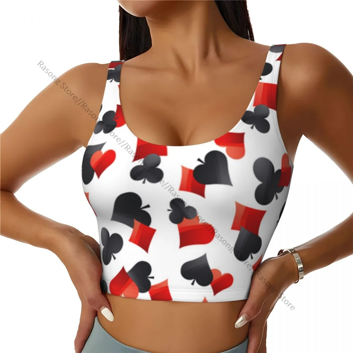 Women Sexy Sports Vest Poker Background Female Streetwear Sport Lingerie Tee Crop Top