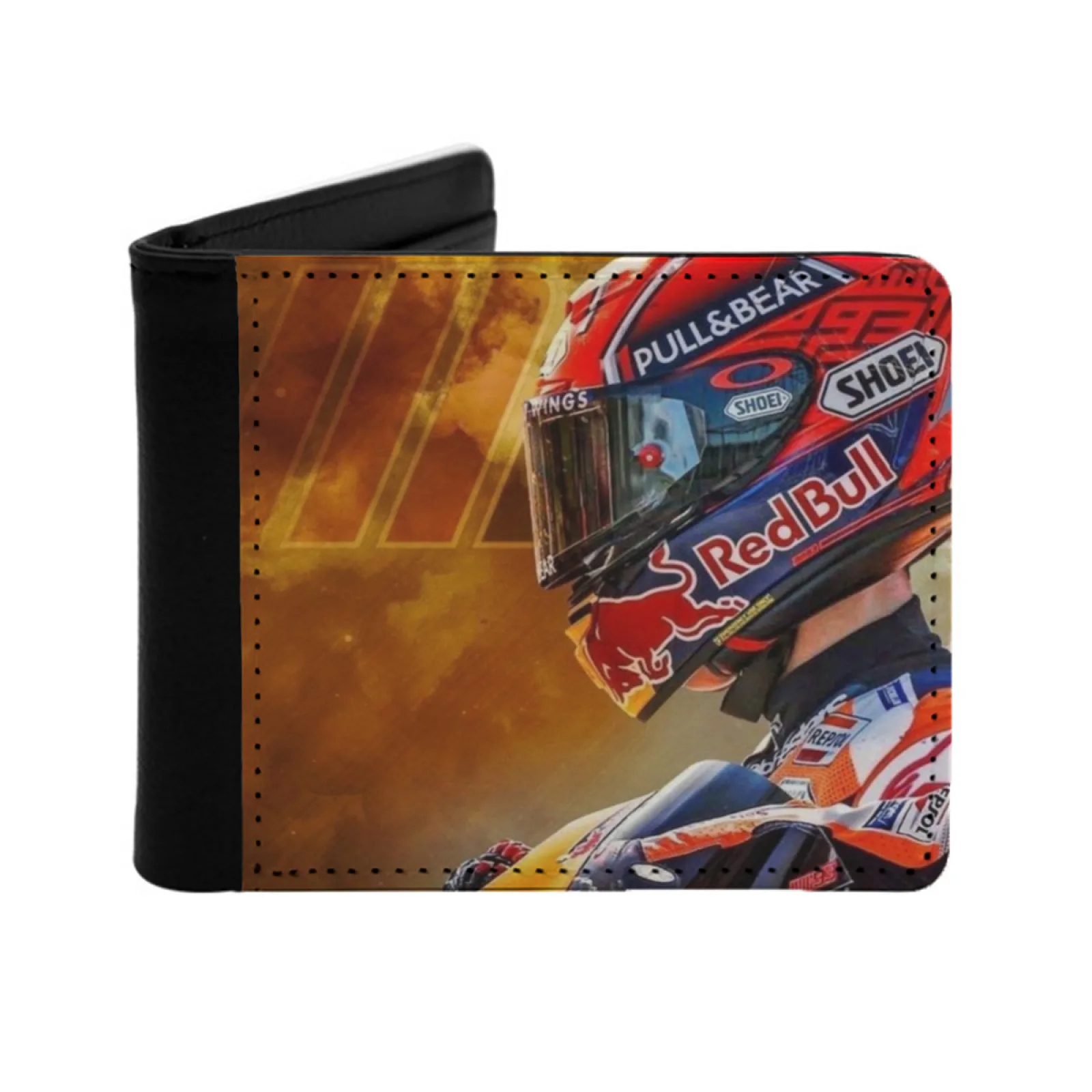 

Marcs Art Personalized Men's Leather Wallet Credit Card Pouch Purse Marcs Márqueza Marqueza Marc Márquez Personalized Print