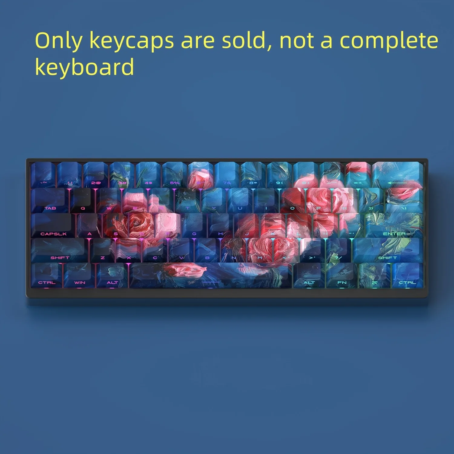 Original Oil Painting PBT Keycap Side Engraved Translucent Dye-Sublimation Compatible with MX for  Keyboard Fit 61/68/87/96/104