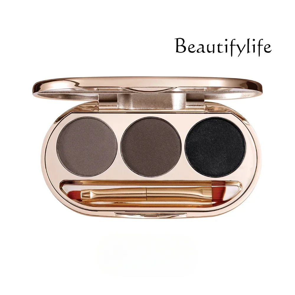 Silky elastic three-color eyebrow mud powder, waterproof, sweat-proof and non-decolorizing eyebrow powder cream