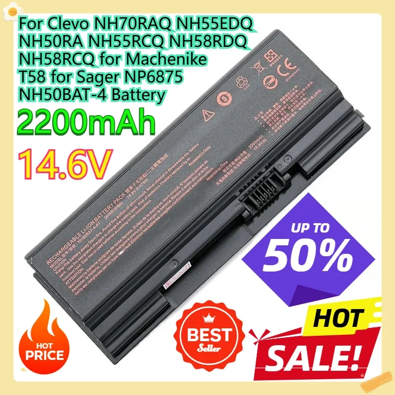 For Clevo NH70RAQ NH55EDQ NH50RA NH55RCQ NH58RDQ NH58RCQ for Machenike T58 for Sager NP6875 NH50BAT-4 Battery