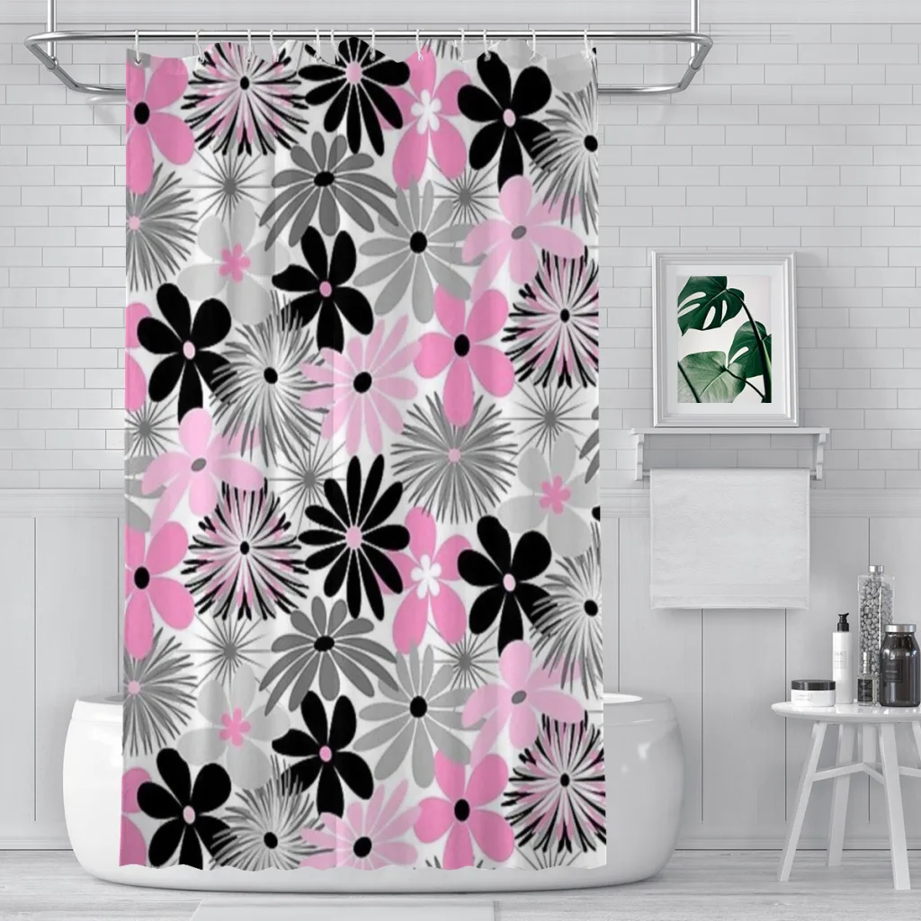 

Shower curtain Bathroom Mid Century Modern Funky Flowers Modern household Curtain Festival gift