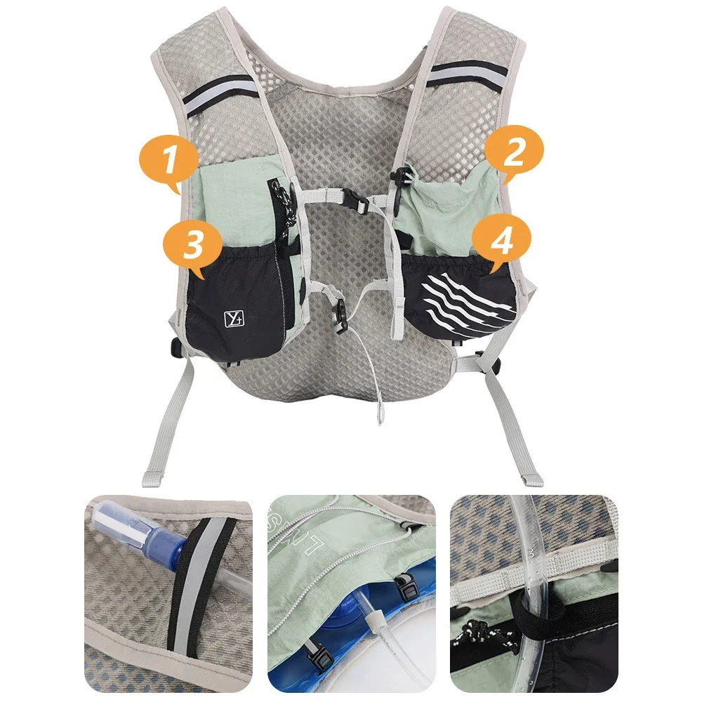 سترة جري مرطبة خفيفة الوزن، قابلة للتنفس وقابلة للتعديل لركوب الدراجات في الماراثون للأشخاص، مثانة مياه متعددة الجيوب