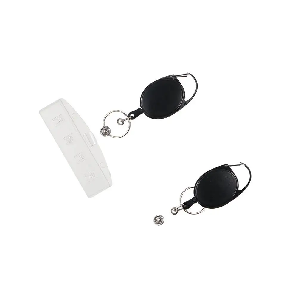 Horizontal Half Card Holder Easy Pull Buckle Transparent Retractable Badge Reel Credit Card Card Protector Name Card Cover