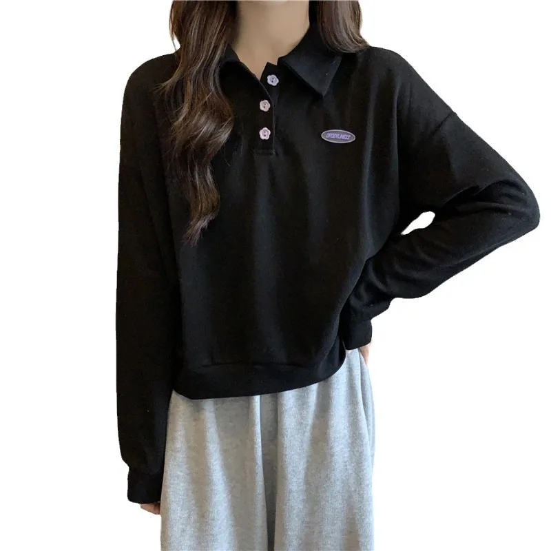 Primavera otoño fino Ne sudadera mujer suelta larga Sve ort Sle coreano versátil Top College Sle suelta Fit