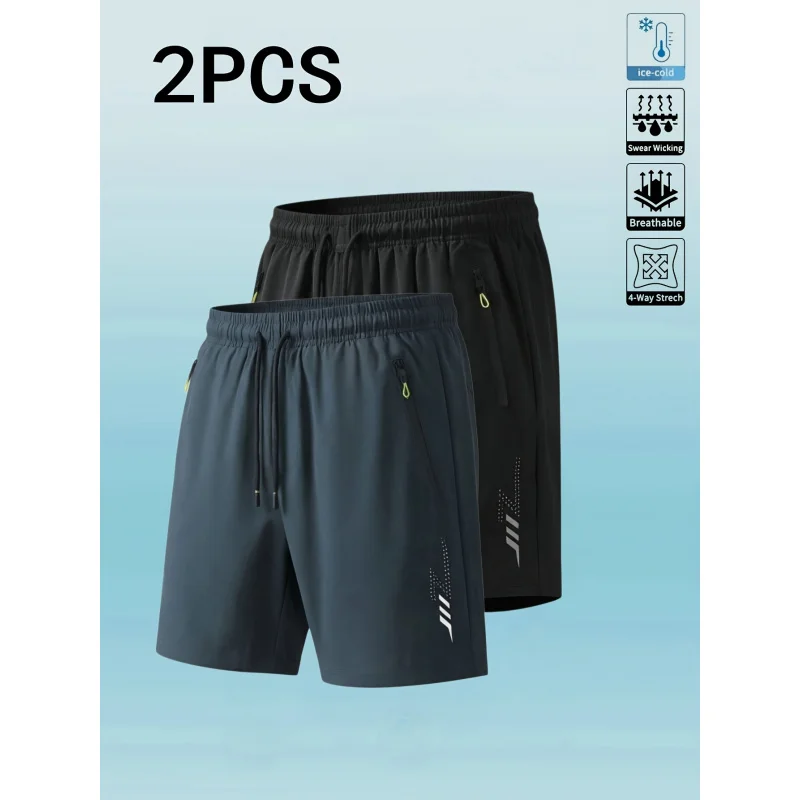 2-Pack Plus Size Men's Sports Shorts Breathable And Refreshing Summer Beach Shorts Gym Pants Y2k Man Clothes Clothing Casual Sea
