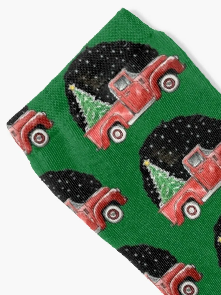 Old Red Truck with Christmas tree Socks with print funny gifts aesthetic gifts Socks For Man Women's