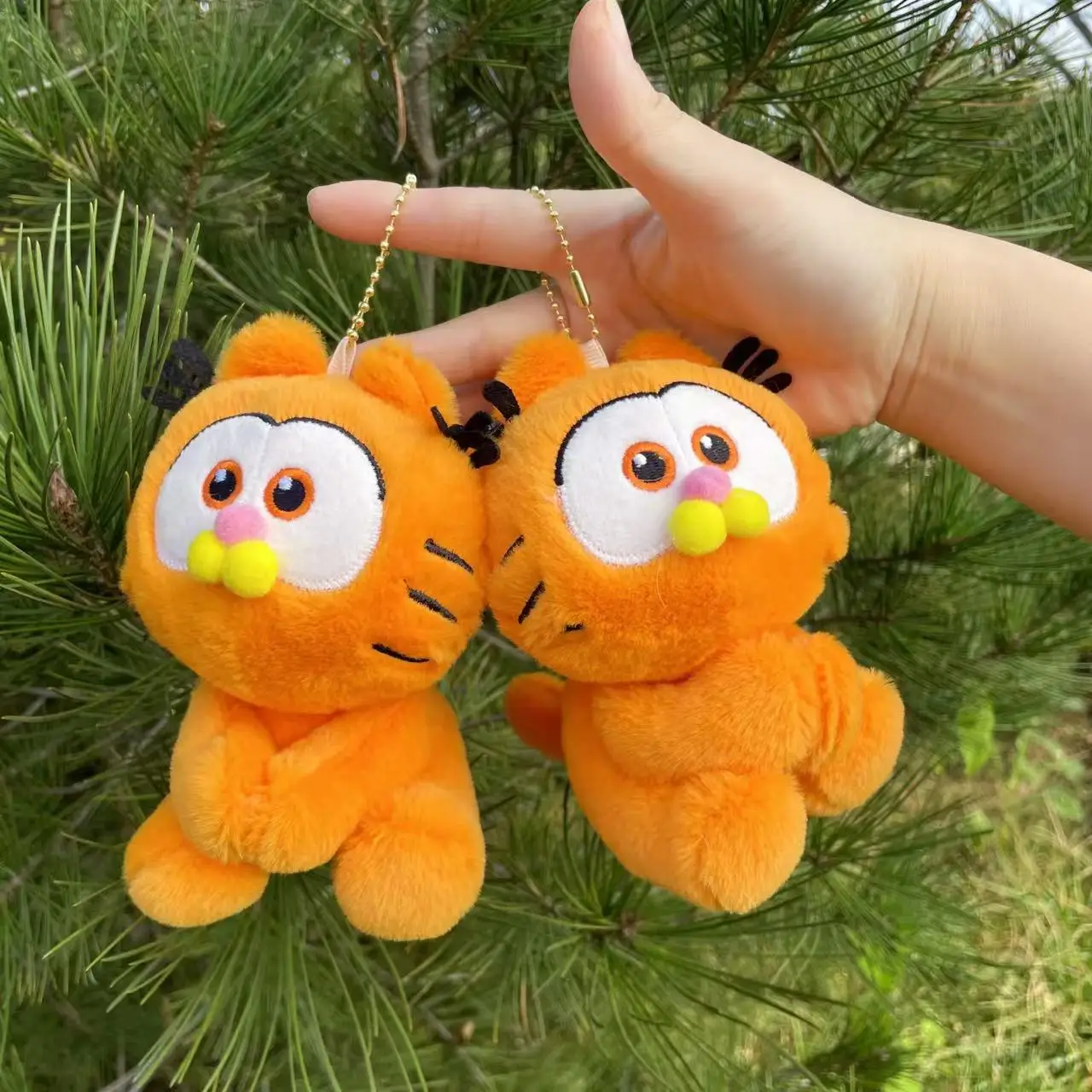 13cm Cute Garfield Cat Stuffed Doll Kawaii Soft Animal Cat Plush Toy Small pendants Backpack Hangings Plush Keychains