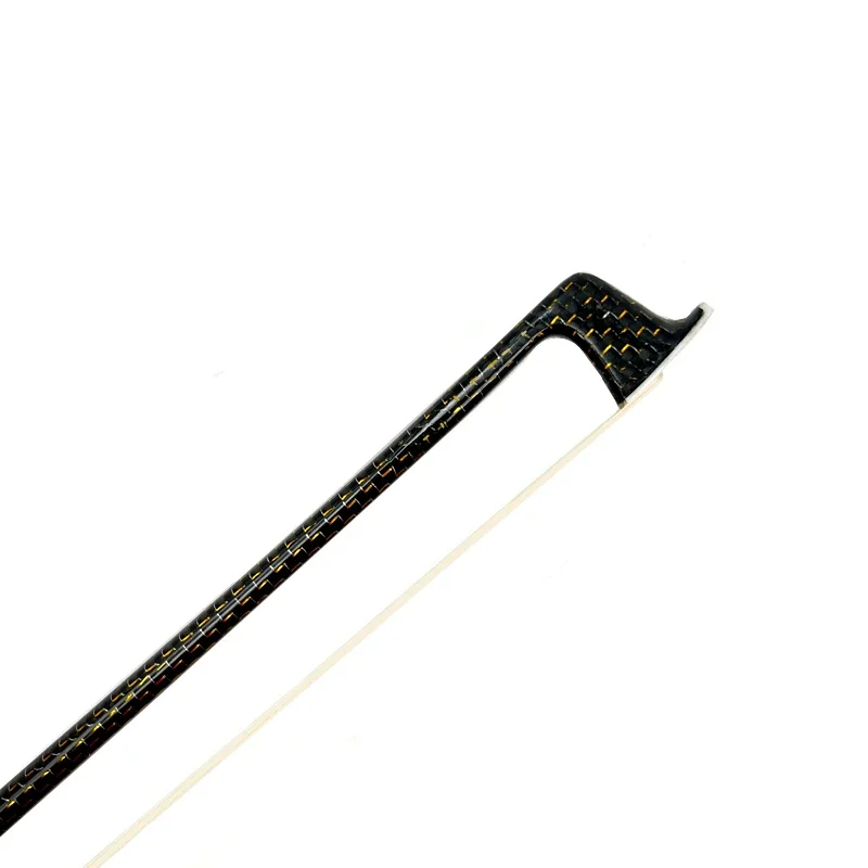 New1pcs professional 4/4 Violin bow Cello Bow Gold Silk Braided Grid Carbon Fiber, white horesehair black horsetail