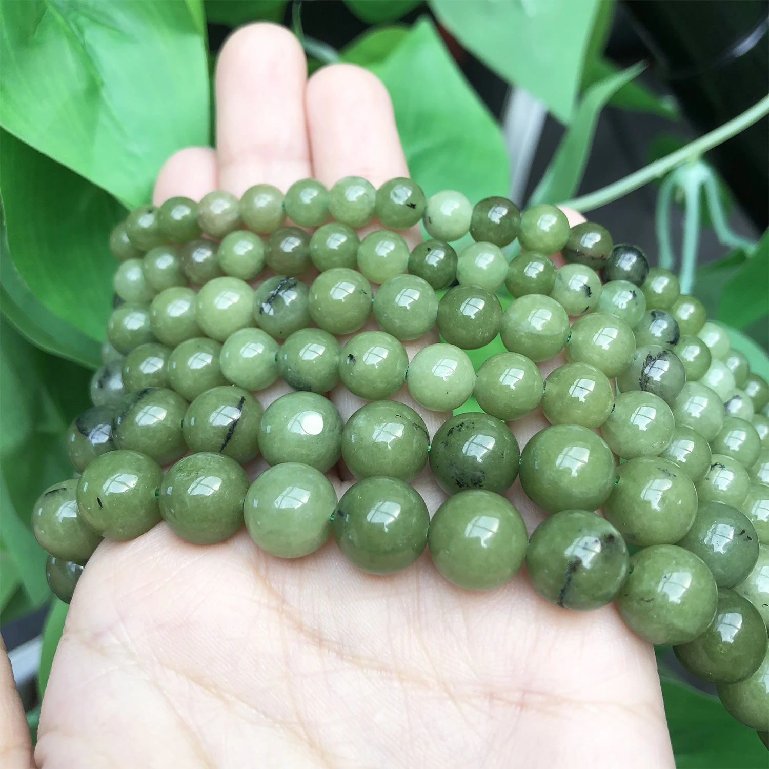 6 8 10mm Green Jades Stone Beads Natural Round Loose Spacer Beads DIY Accessories for Jewelry Bracelet Earrings Making 15\'\'inch