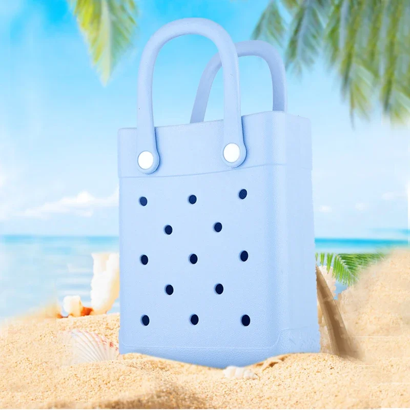 حقيبة يد صغيرة من مادة EVA، حقيبة يد صغيرة مقاومة للماء والرمل، حقيبة عصرية خفيفة الوزن للشاطئ وحمام السباحة وصالة الألعاب الرياضية والسفر وسهلة التنظيف