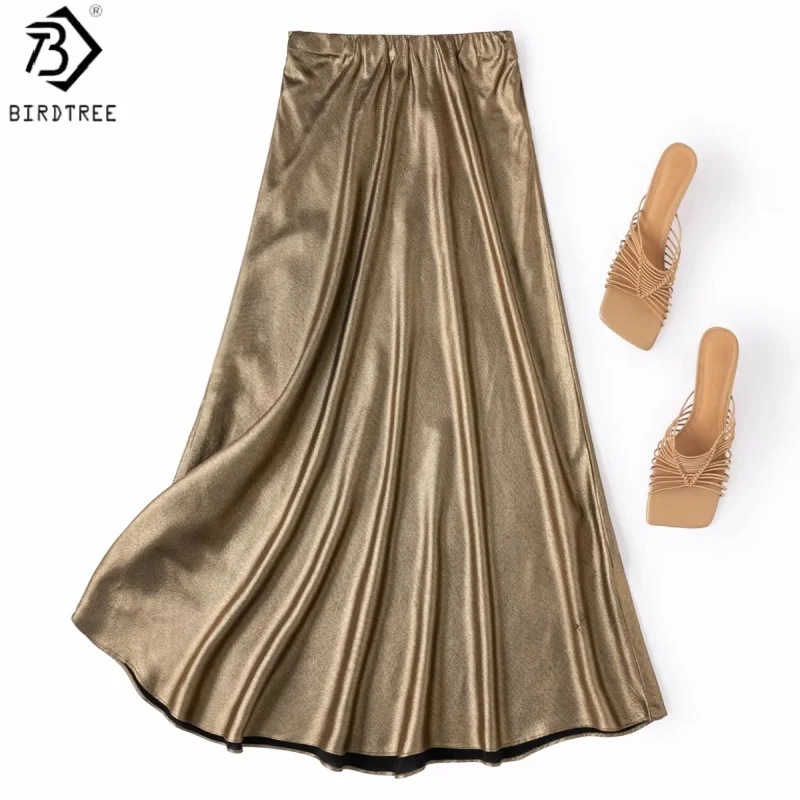 

Юбка Birdtree из 100% шелка, косой крой, элегантная женская юбка-рыбка, на резинке, новинка Весна-Лето 2026 D62022JF