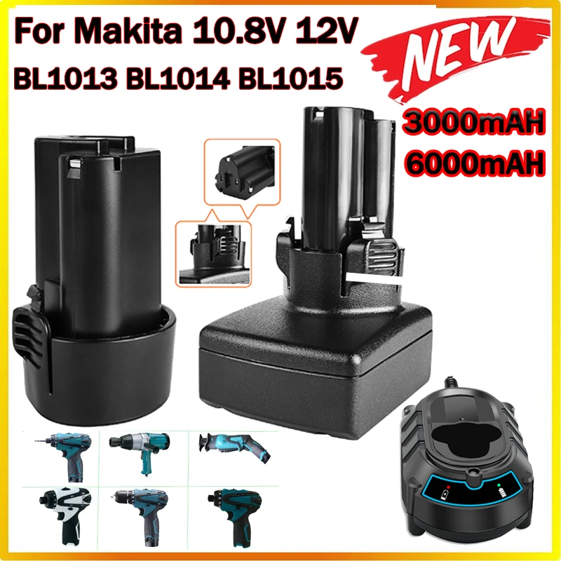 3000mAh/6000mAH 10.8V 12V For Makita BL1013 BL1014 BL1015 BL1016 Lithium  Battery TD090D  LCT203W Cordless Power Tool Battery