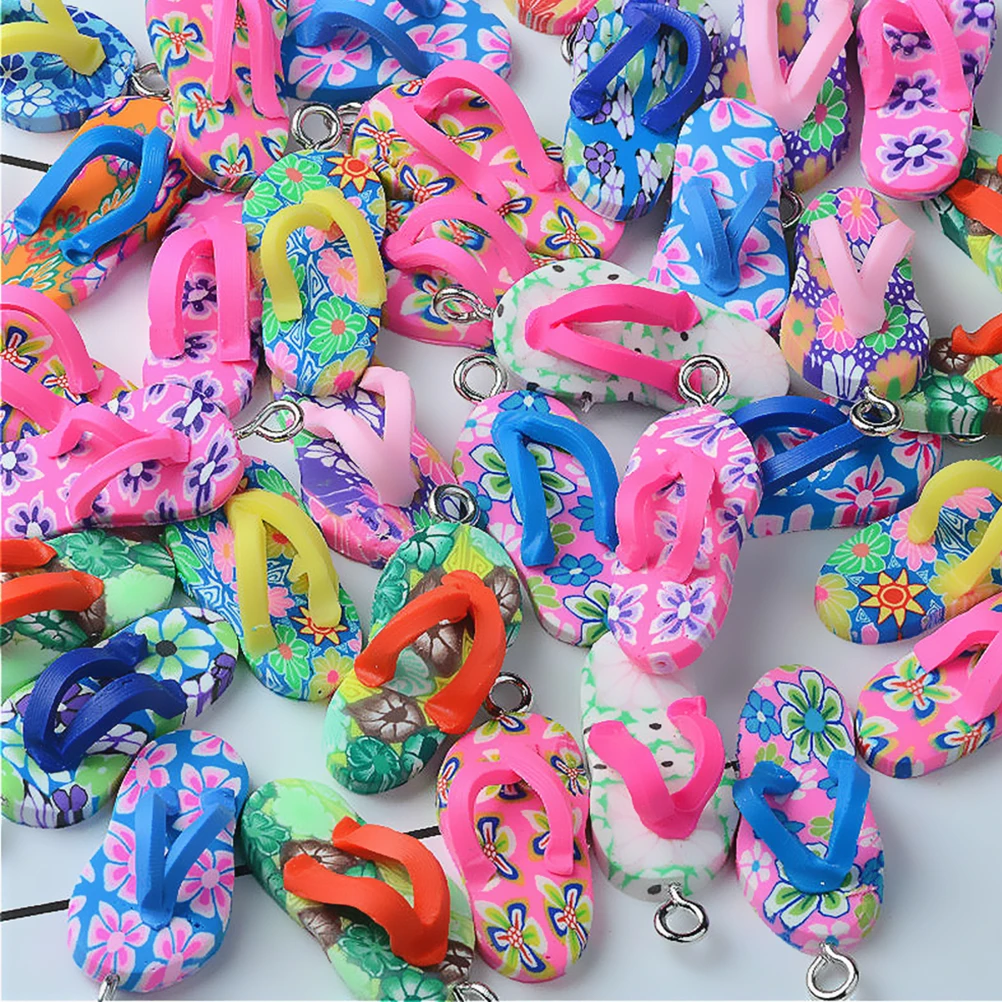 

40pcs Slipper Shape Clay Ornament Pendant for DIY Jewelry Necklace Bedroom Bathroom Decor Wedding Gift Friends Family