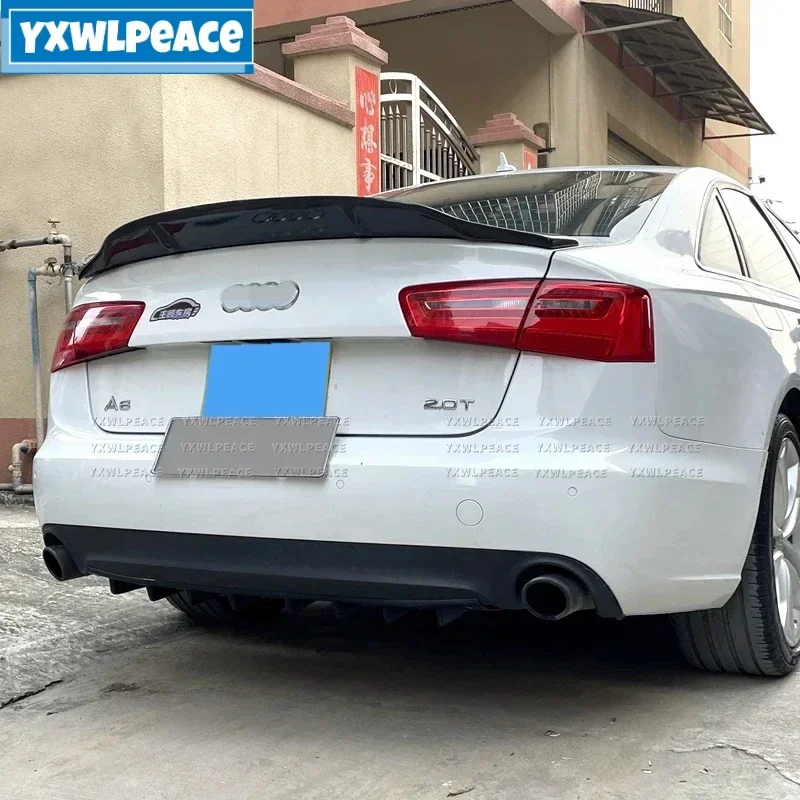 

For Audi A6 S6 2012-2018 R Style Real Carbon Fiber And FRP Black Rear Trunk Lip Spoiler Body Kit Accessories