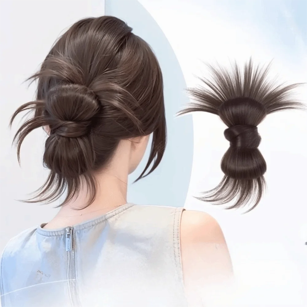 

Fashion Synthetic Hair Bun Claw Clip Fluffy Black Bun Head Wig Brown Hairpiece Women