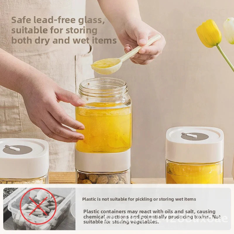 برطمان زجاجي محكم الغلق، حاوية نبيذ فوارة من الدرجة الغذائية، جرة مخلل مع عسل لتخزين المطبخ، أبيض، رمادي داكن، أخضر