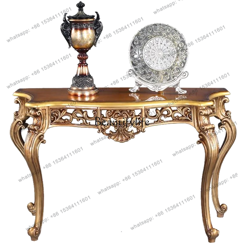 

z*Carved European porch table luxury living room corridor retro porch decoration desk against the wall foyer cabinet
