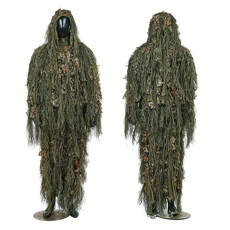 Adult Outdoor Ghillie Suit Hunting Cloth Woodland 3D Bionic Leaf Uniform Camouflage Suits Set bird watching photography clothes