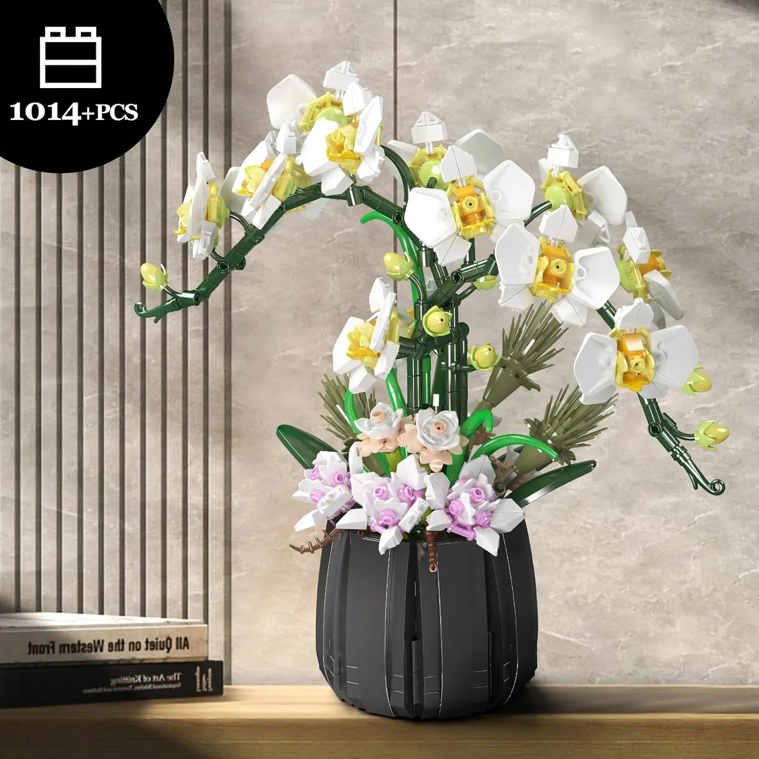 

Mold King 24108 1014 шт. Реалистичный строительный набор для орхидей, искусственное растение с горшком для домашнего и офисного декора, идея подарка для взрослых