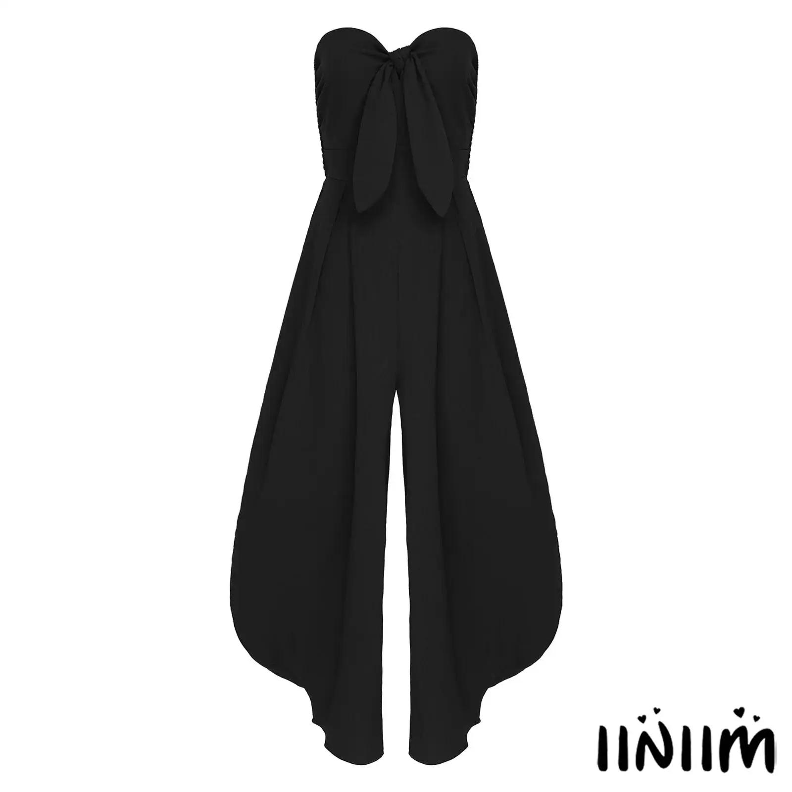 

Женский элегантный цельный комбинезон с эластичной спинкой и струящимися шароварами, модный комбинезон для курортной одежды и особых случаев