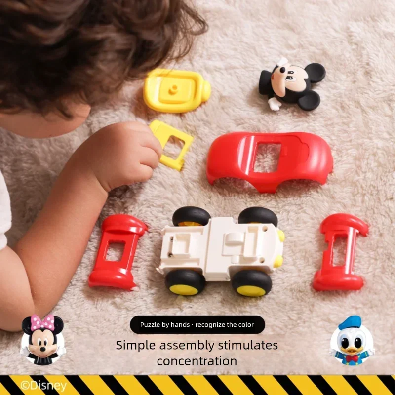 Kawaii ديزني ميكي ميني دونالد داك الجمعية الجمود سيارة أنيمي الأجهزة الطرفية اللعب الجمود نموذج سيارة الاطفال لتقوم بها بنفسك اللعب هدية عيد