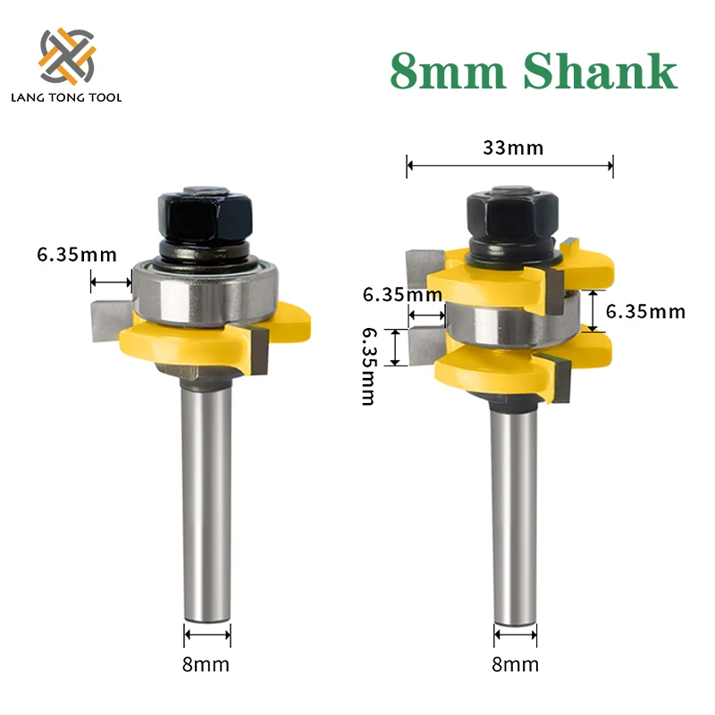 LANG TONG 2Pcs tools Joint Assemble Router Bits Tongue & Groove T-Slot Milling Cutter for Wood Woodwork Cutting Tools LT006
