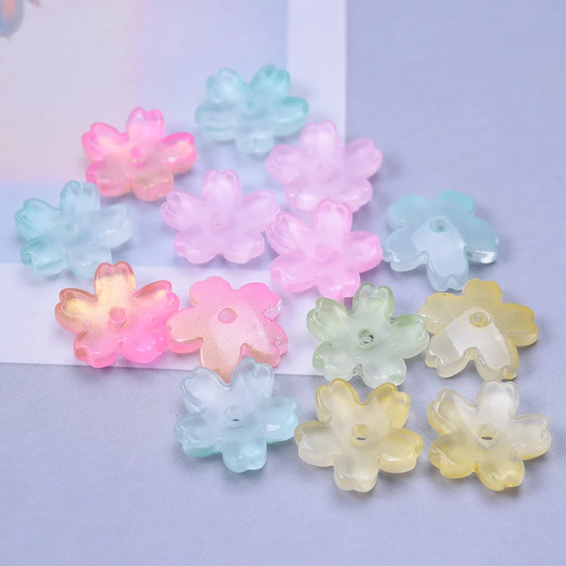 

50Pcs Colorful Cherry Blossom Series Handmade Glass Loose Spacer Beads DIY Handmade Necklace Earrings Jewelry Accessory Mater
