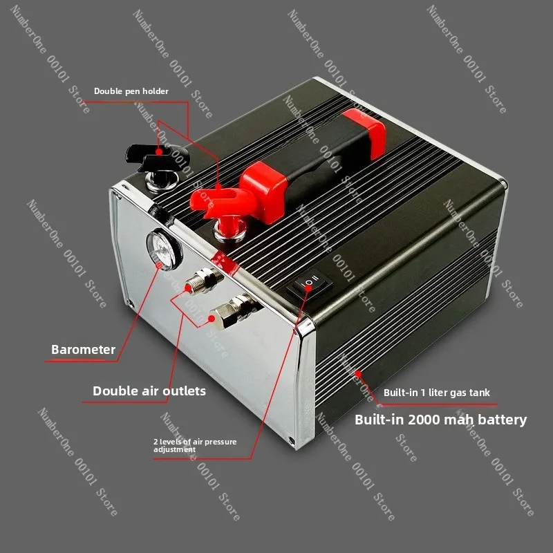 HS-317 Portable Air Supply Pump, for Model Hobby & Craft Painting, with Storage Tank and 2000mAh Battery, Mini Compressor