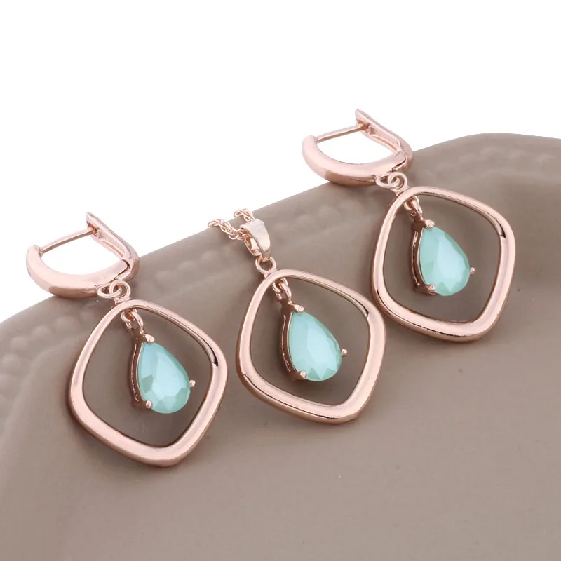 New Korean Fashion Jewelry Trend Rose Gold Color Unusual Earrings Sets For Women Luxury Elegant Women\'s Set